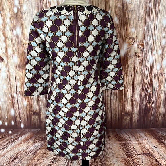 Tory Burch 3/4 Sleeve Silk Patterned Sequin Accent Dress 6 - Picture 5 of 8